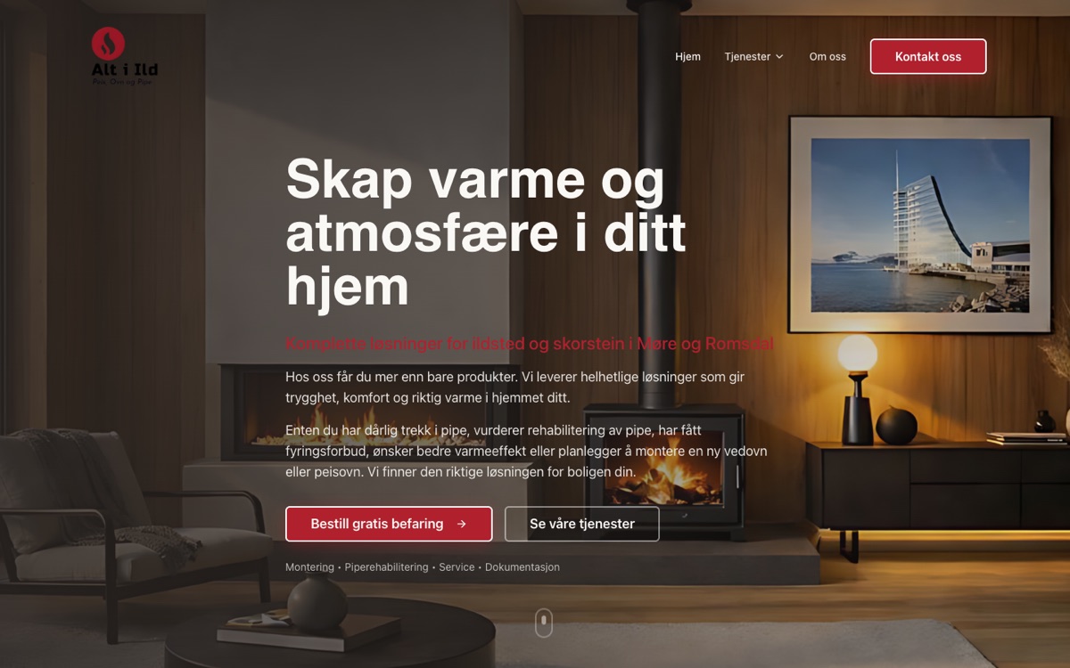 Forsiden til Alt i Ild, bygget av Kling Systems